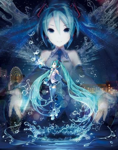 像初音未來的虛擬人物藍(lán)色頭發(fā),初音未來綠色頭發(fā)  第1張